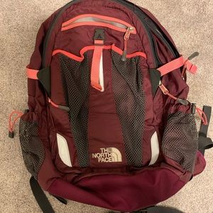 North Face maroon backpack